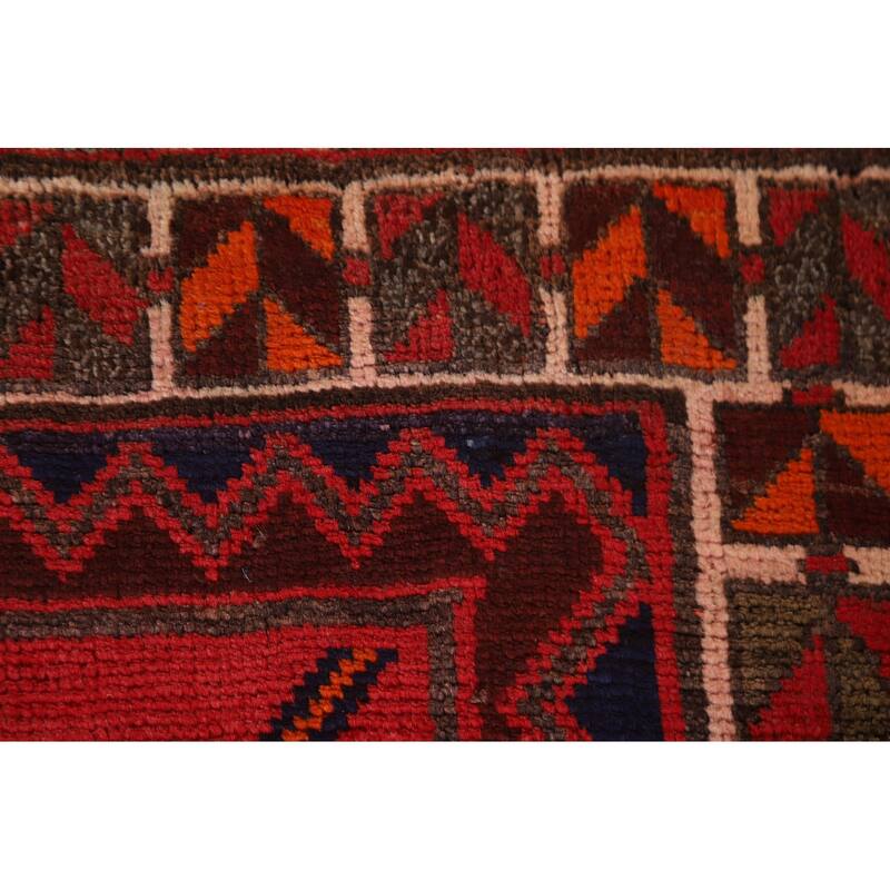 Hand Knotted Oriental 100% Wool Carpet Traditional Geometric Red Lori Area Rug - 8' 4'' X 4' 3''