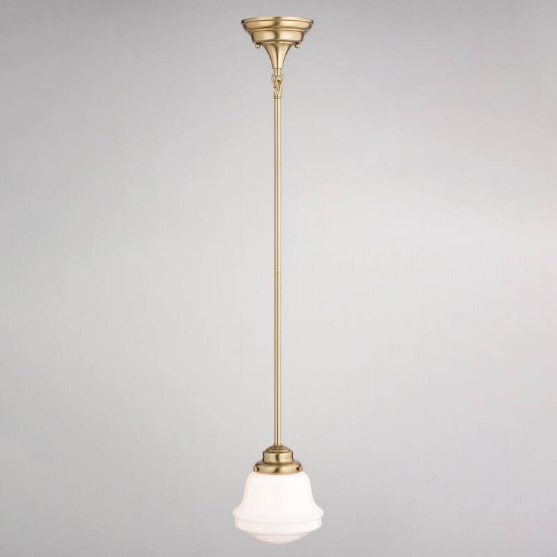 Huntley Farmhouse Schoolhouse Mini Pendant Ceiling Light White Glass