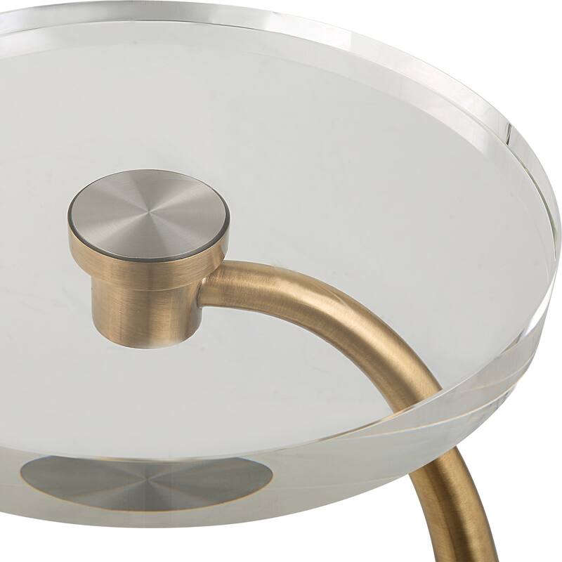 Waveney Curved Base Drink Table - 24" - Antique Bronze and Clear