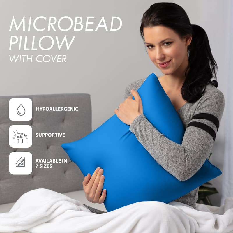 Throw Pillow Cozy Soft Microbead Yeal Blue: 1 Pc