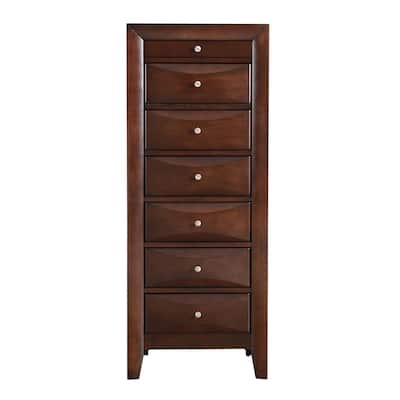 7-Drawer Wooden Lingerie Chest - 58" - Dark Brown