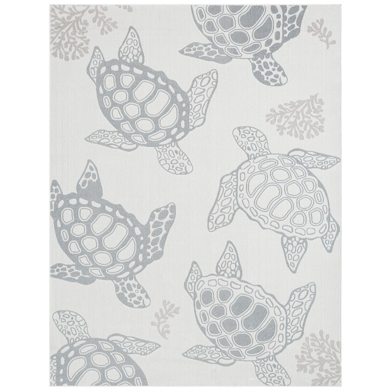 Home Dynamix Marine Sea Turtle Coastal Animal Indoor/Outdoor Area Rug - 7'10"x10'2" - Cream