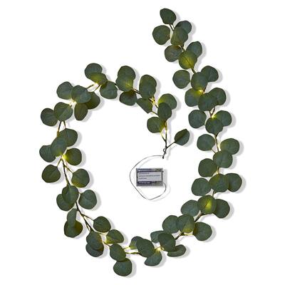 Silver Dollar Eucalyptus Garland With Light-Up Led's