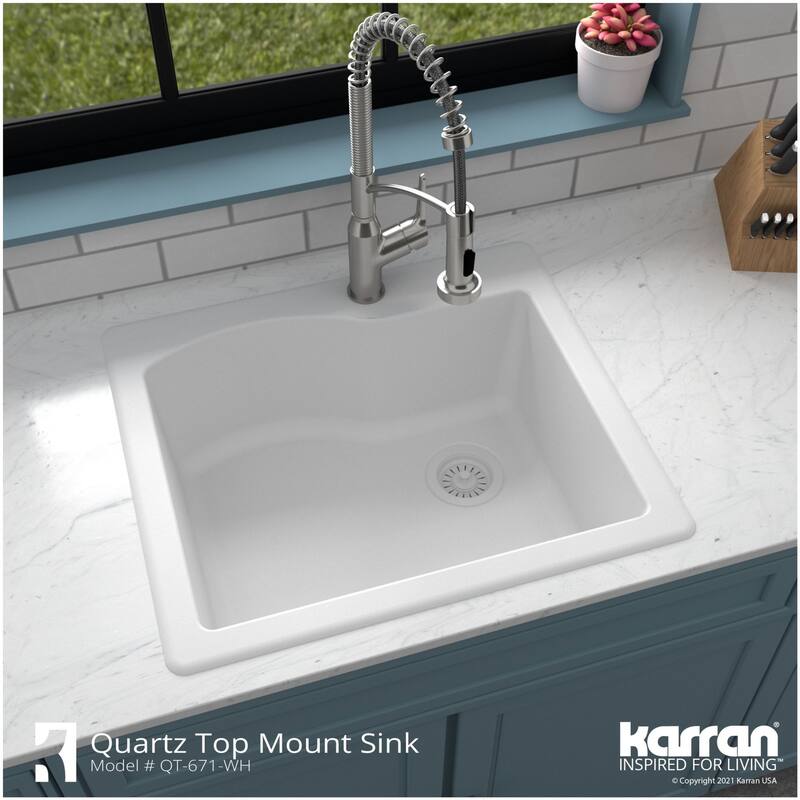 Karran USA QT-671 Quartz QT 25" Drop In Single Basin Quartz Composite