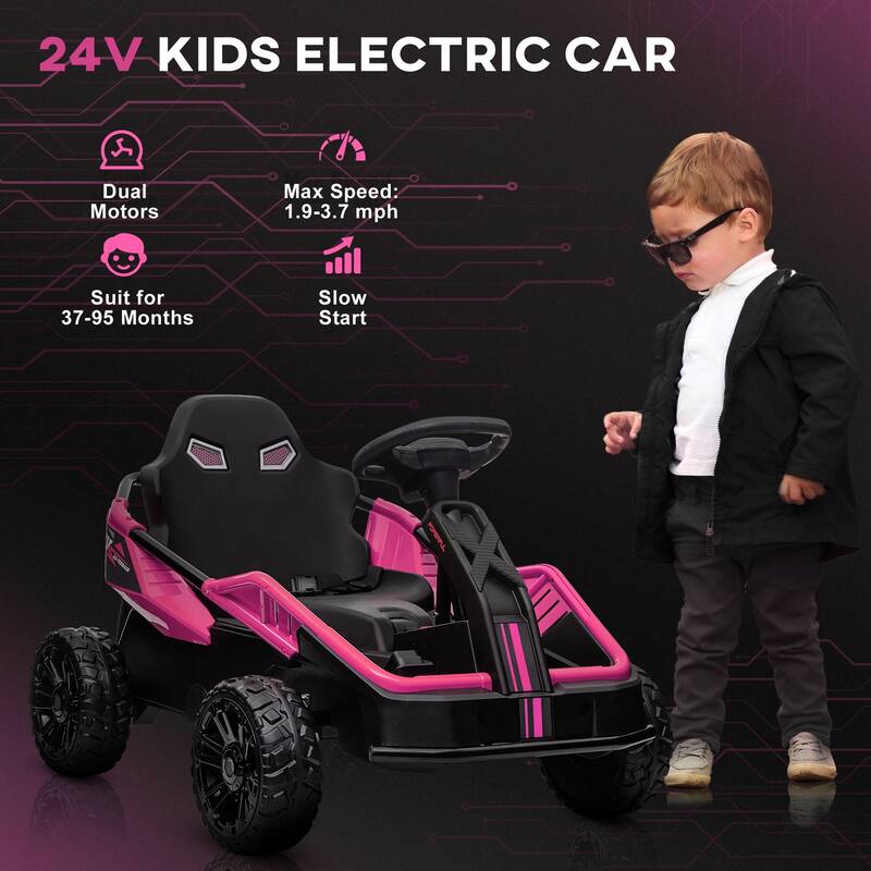24V Electric Kids Ride-On Car with Remote Control - Dual Motor, Spring Suspension, Horn, Music, LED Lights for Ages 3-8