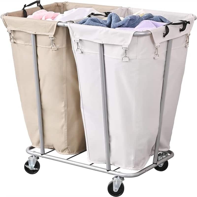 Laundry Cart with Wheels 280L Large Laundry Sorter 2 Section - 32.3"L x 19.7"W x 31.5"H