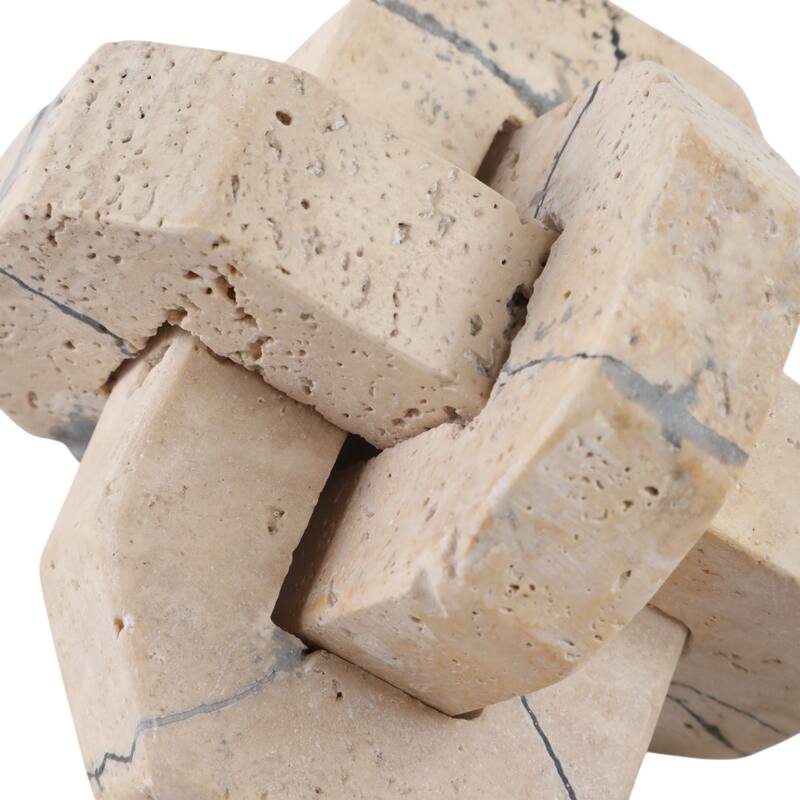 Stone Decorative Object Interlocking Geometric Sculptural Design