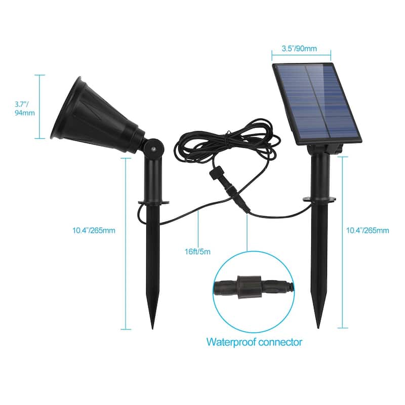 Solar Powered Spotlight Outdoor Dusk To Dawn Light - Black