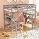 preview thumbnail 3 of 18, Gymax Twin Size Solid Wood Loft Bed w/ Desk & Bookshelves Ladder &