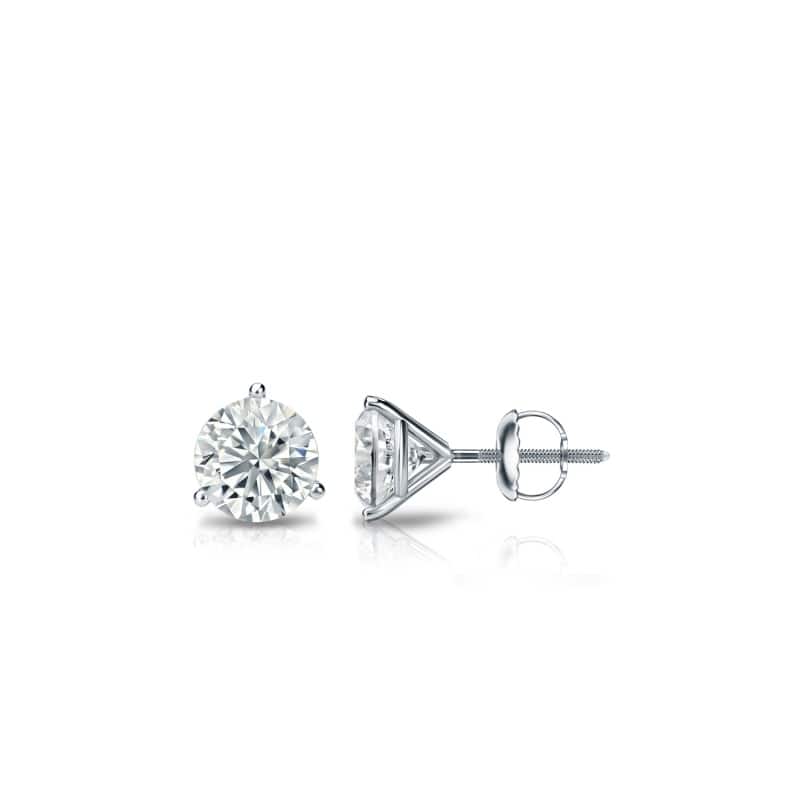 Auriya 14k Gold Lab Grown Round Diamond Stud Earrings 0.50 to 5.00 ct. tw. 3-Prong Screw-Back (F-G VS) - White - 0.75 ct. tw.