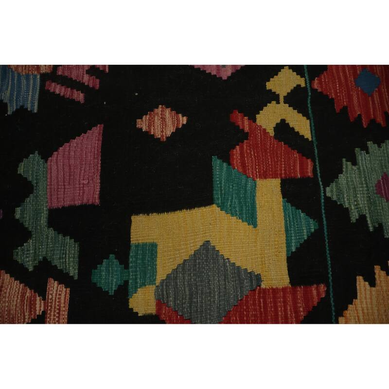 Hand Woven Oriental 100% Wool Carpet Southwestern Tribal Multi-Colored Kilim Area Rug - 11' 6'' X 8' 2''