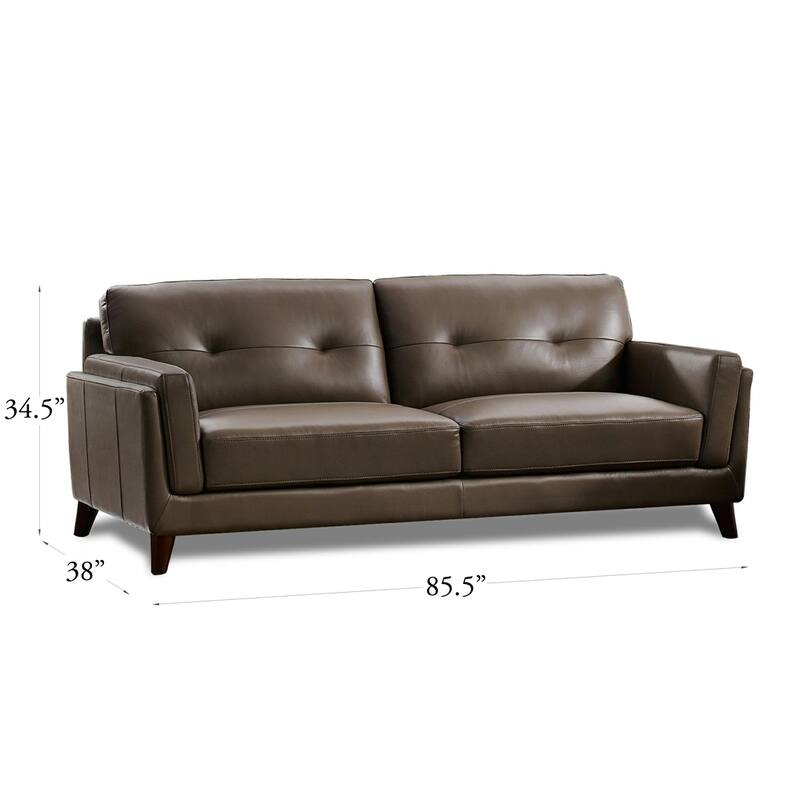 Hydeline Huntington Top Grain Leather Sofa Couch with Memory Foam and Springs