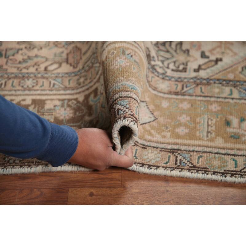 Hand Knotted Oriental 100% Wool Carpet Traditional Medallion Pink Tabriz Area Rug - 9' 7'' X 6' 7''