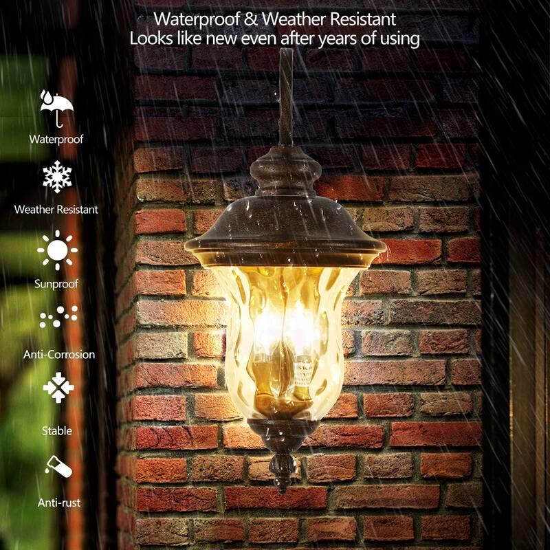 22"(H)Outdoor Wall Lantern, Weatherproof Exterior Sconce Light with Clear Shade, Waterproof Wall Mount Light Fixture(No Bulb)