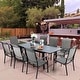 preview thumbnail 13 of 35, Patio Dining Set 9/7 Pieces Outdoor Metal Furniture Set, 8/6 C Spring Motion Chairs and 1 Expandable Table 9-Piece Fixed chair(without umbrella hole)