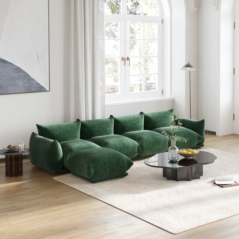 130.7" Modern Modular Sectional Sofa, L-Shape Sectional Sofa with Ottoman for Living Room