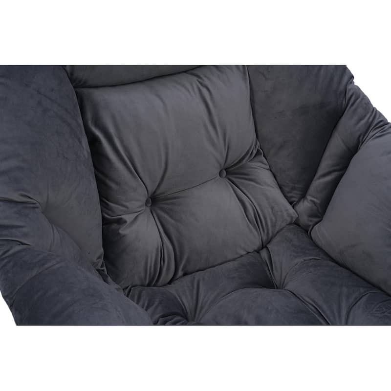 Living Room Chairs Modern Cotton Fabric Lazy Chair,Single Steel Frame Leisure Sofa Chair with Armrests and A Side Pocket