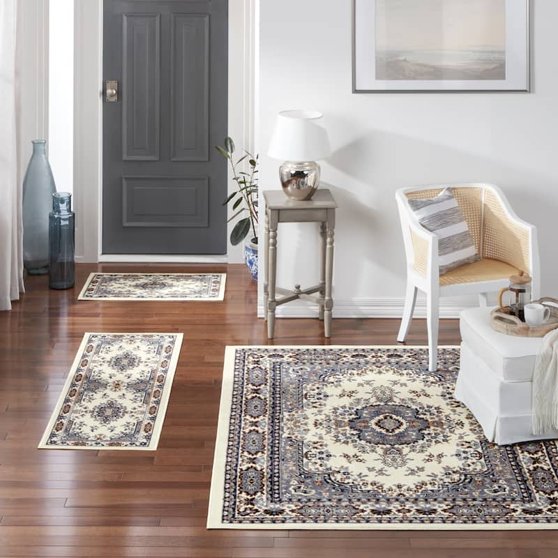 Home Dynamix Ariana Ksara Traditional Medallion Border Area Rug Set, 3 Piece - 3 Pcs (4'11"x6'10",1'7"x4'11",1'7"x2'7")