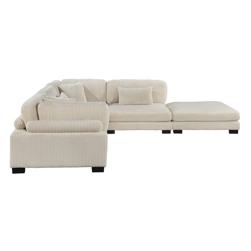Braidy Corduroy 5-Piece Modular Sectional with Ottoman