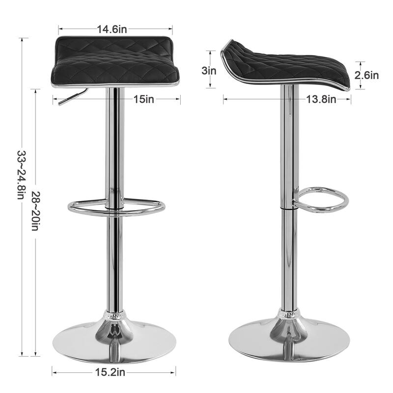 VECELO Barstools Adjustable Height Faux Leather Backless Modern Swivel Bar Stools (Set of 2)-Five colors