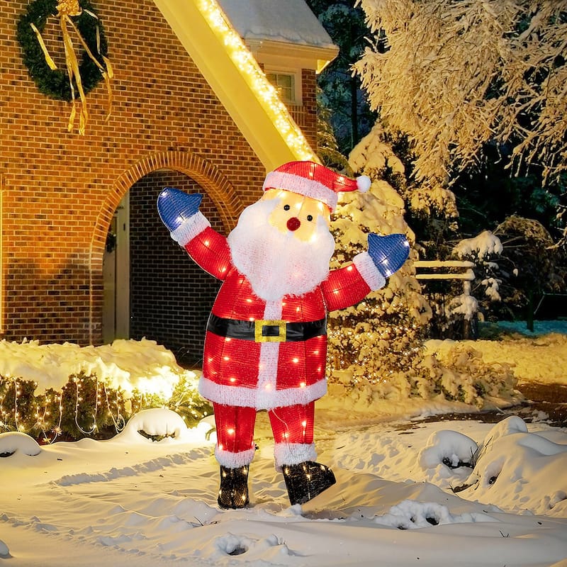 Futzca Christmas Light Holiday Reindeer & Sleigh, Santa