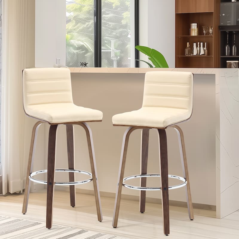 26"/29" Faux Leather Swivel Bar/Counter Stools, Set of 2/3 - Set of 2 - Cream - Bar Height