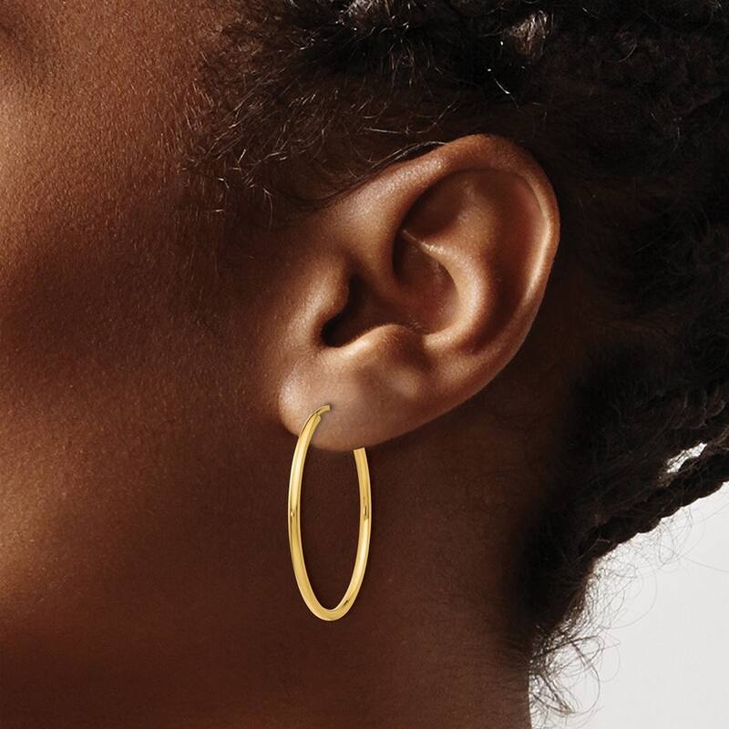 Curata 14k Yellow Gold Polished Round Endless Hoop Earrings - 26x26mm