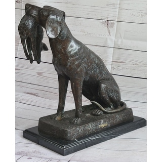 Hunting Dog Retriever W/ Imitative Rabbit In Mouth Bronze Statue ...