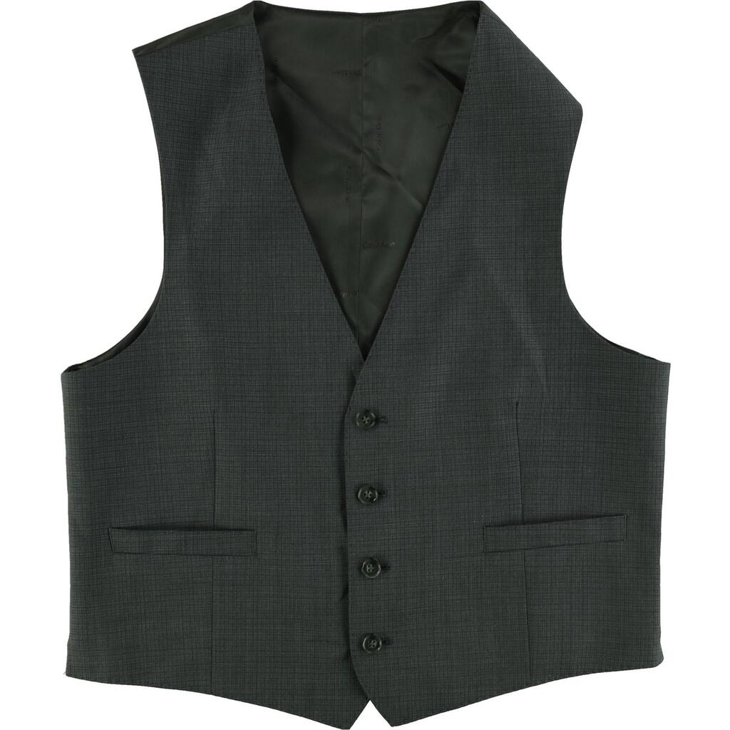 Calvin Klein Mens Slim Fit Five Button Vest,, Black, 38 Short