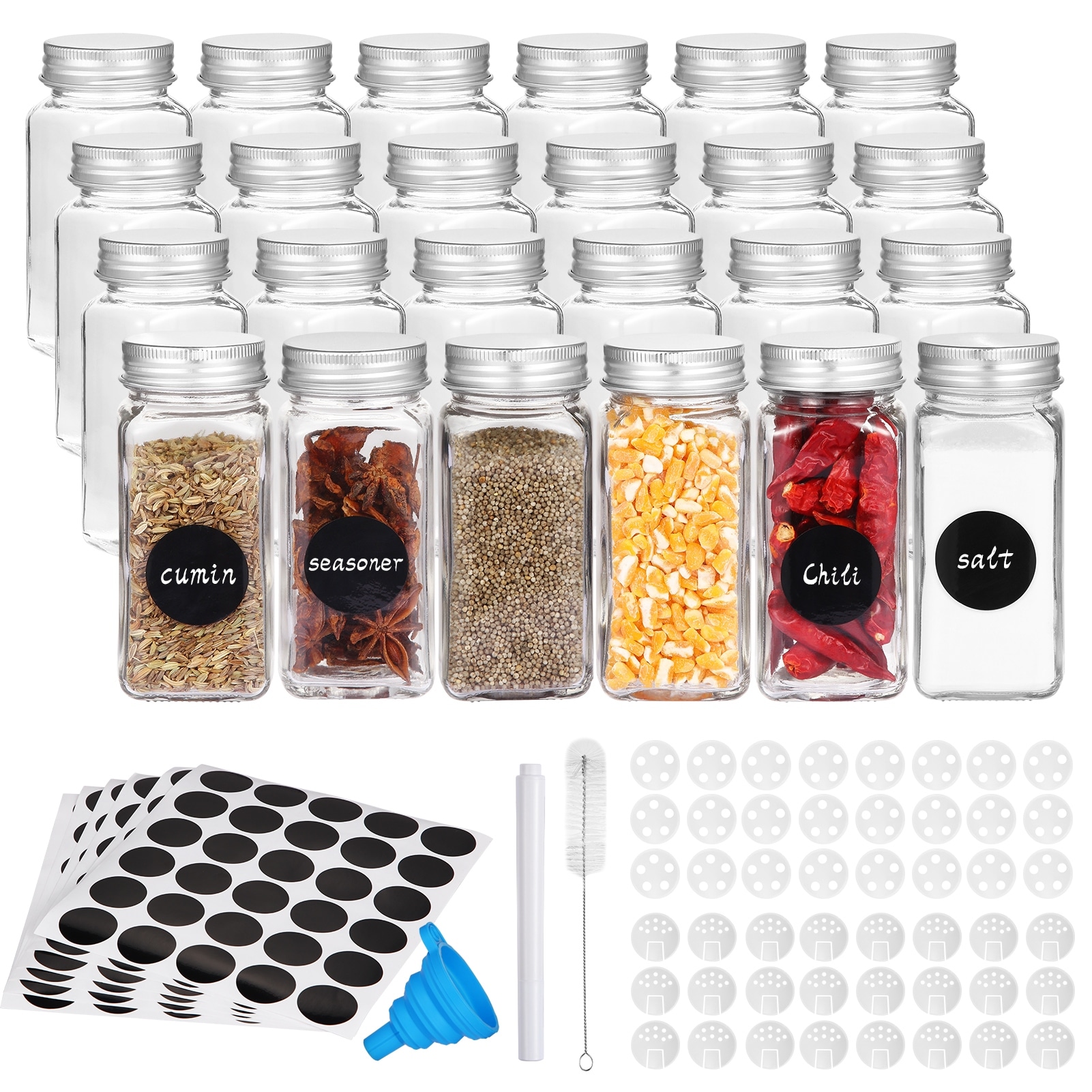 4oz Empty Square Spice Containers with Spice Labels Shaker Lids and Airtight  Metal Caps - China Herb & Spice Tools and Spice Glass Jar price