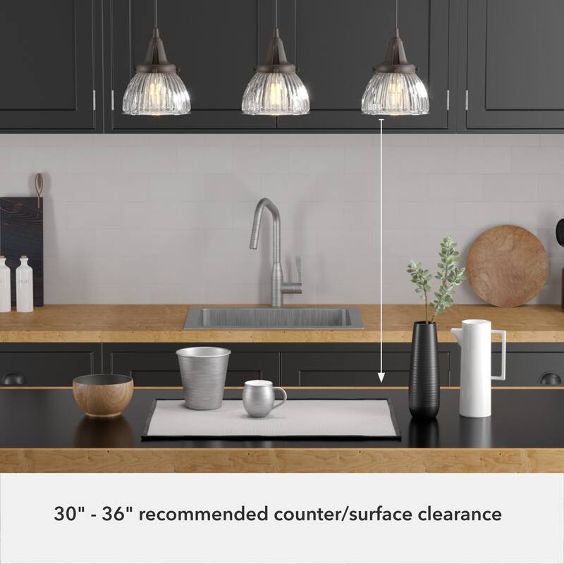 Hunter Cypress Grove 3-Light Linear Cluster Pendant - Kitchen Island, Dining Room - Industrial, Transitional, Modern