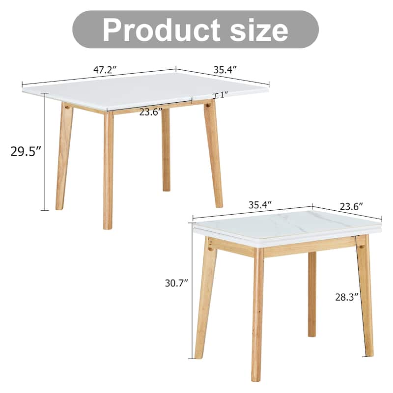47.2 inch Foldable Table with Rubber Wood Legs