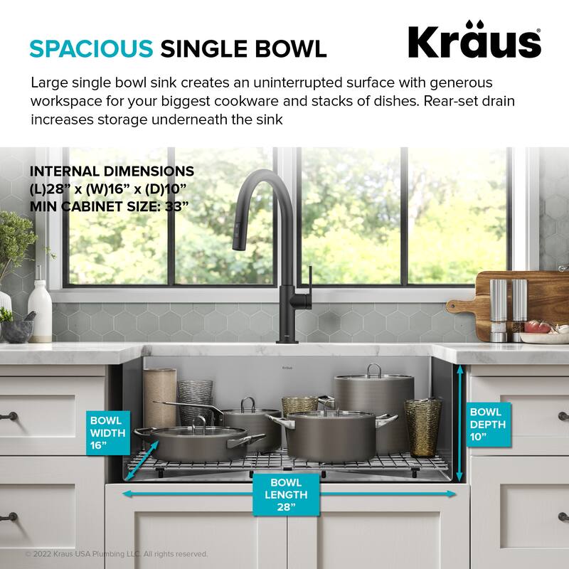KRAUS Standart PRO Undermount Single Bowl Stainless Steel Kitchen Sink