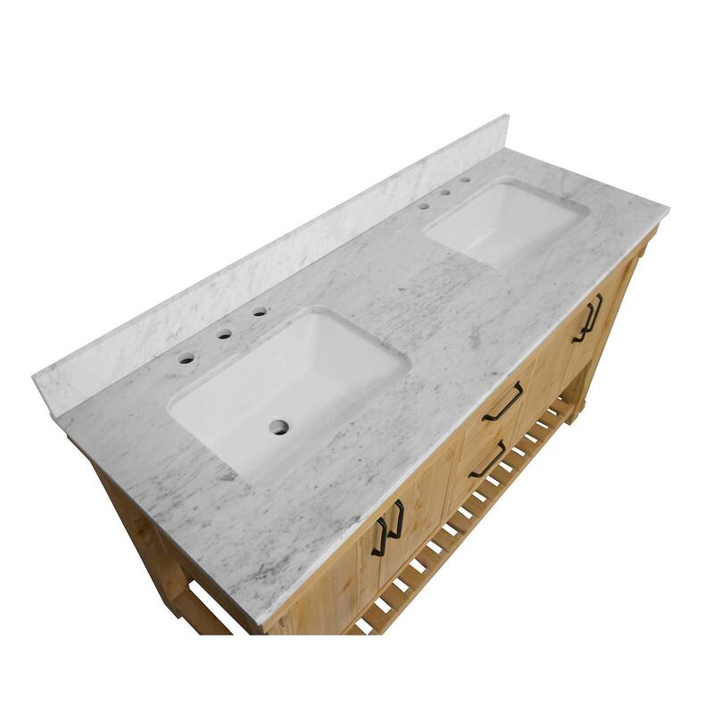 KitchenBathCollection Birmingham 60" Double Bathroom Vanity with Carrara Marble Top