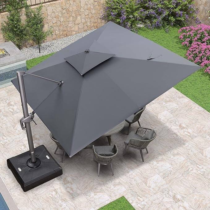 PURPLE LEAF Patio Cantilever Umbrella with 360 Degree Rotation