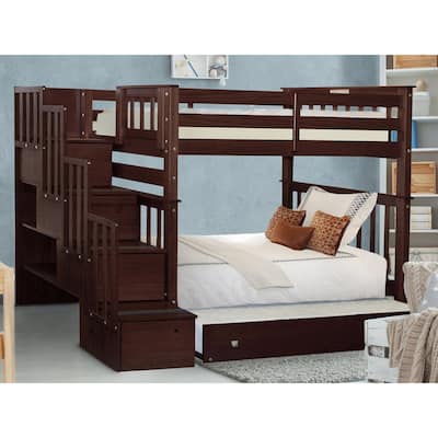 Taylor & Olive Trillium Tall Twin over Twin Stairway Bunk Bed, Trundle
