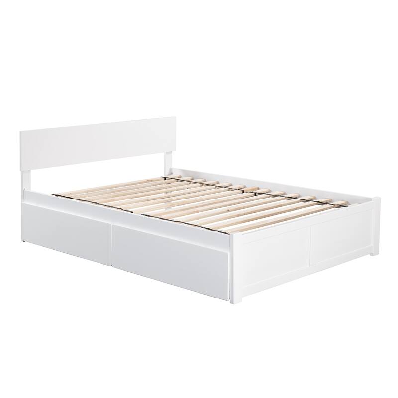 Platform Bed - Storage Drawers & Flat Panel Footboard - Modern Bedroom Furniture