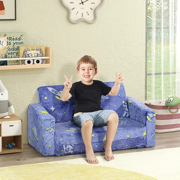slide 2 of 8, Fold Out Convertible Sofa Blue - Small