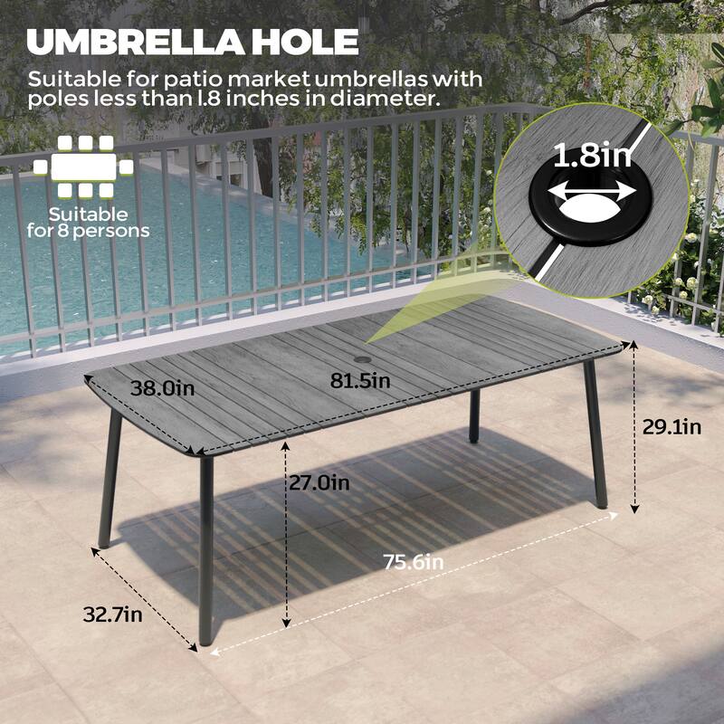 Pellebant Patio Dining Table Rectangular Aluminum Outdoor Table