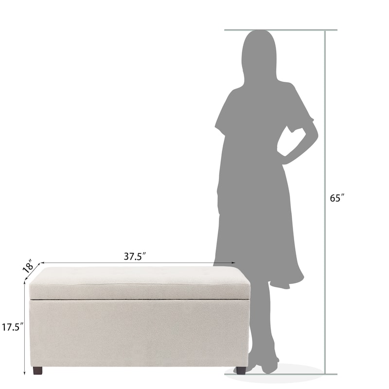 Adeco Rectangle Storage Ottoman Bench for Living Room Bedroom