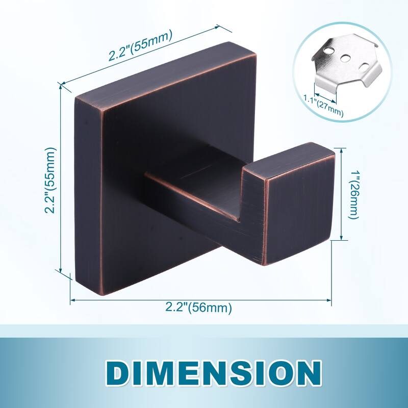 WOWOW J-Hook Wall Mount Robe/Towel Hook 4PCS