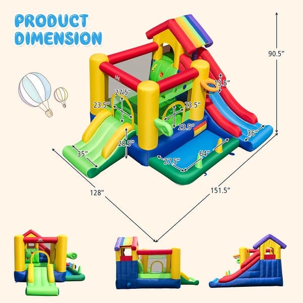 Costway Colorful Rainbow Kids Inflatable Bounce Castle with 50 Ocean - See Details