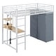 preview thumbnail 52 of 61, Loft Metal Bed with Desk,Shelves,Power Outlet,LED Light and Wardrobe
