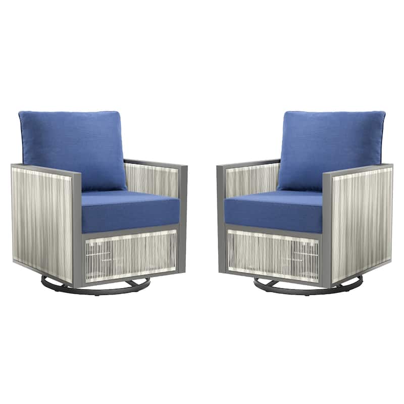 2 Pairs 6 Inch Seat & Back Cushion - Blue - 6 Inch