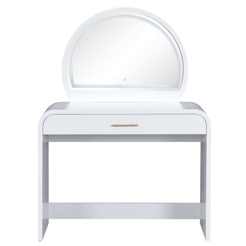 39" Bedroom Makeup Vanity Desk Dresser Table with Light Mirror, Drawer