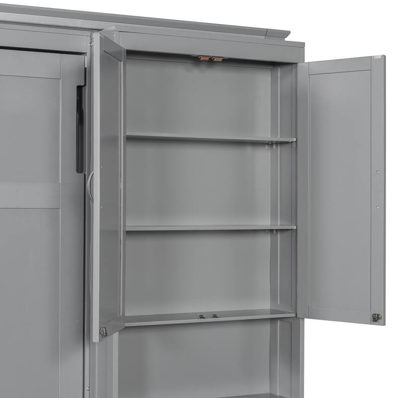 Queen Murphy Bed Wall System with Dual Glide Cabinets & 6-Tier Mega Storage by Harper&Bright Designs