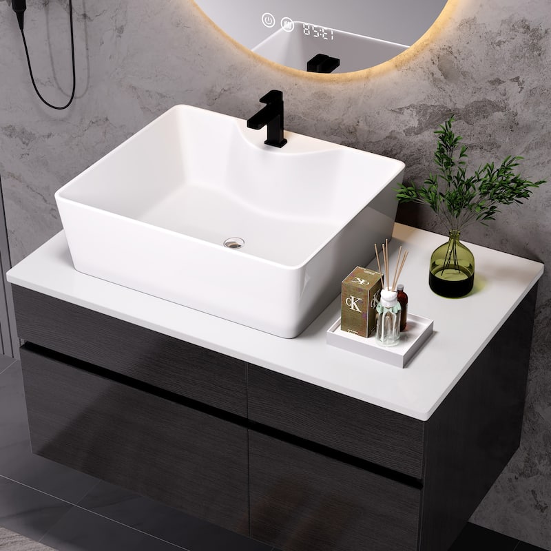 31.5 Inches Floating Single Small Bathroom Vanity with Sink