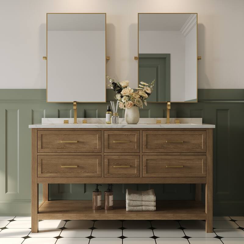 Two handles 3 holes Waterfall Bathroom Sink Faucet with Drain Assembly