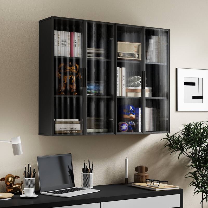 Wall Mounted Kitchen Storage Cabinet With Glass Door, Glass Kitchen Wall Storage Cabinet