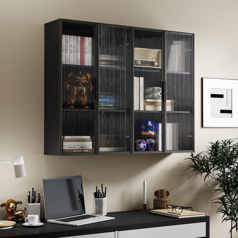 Wall Mounted Storage Cabinet with Glass Door, Bathroom & Kitchen Wall Cabinet for Bathroom, Toilet & Balcony